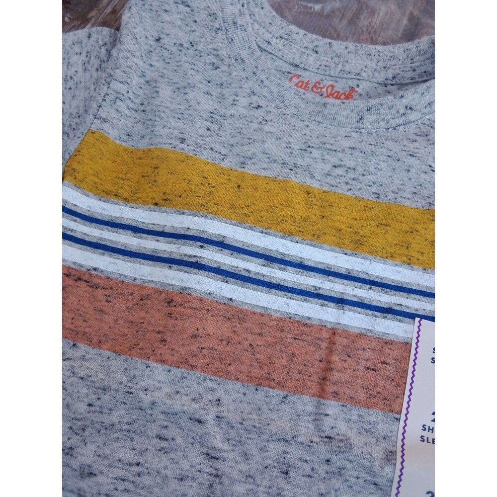 Boys 2t Yellow & Gray Striped Tee T-Shirt By Cat & Jack — image 3 of 7